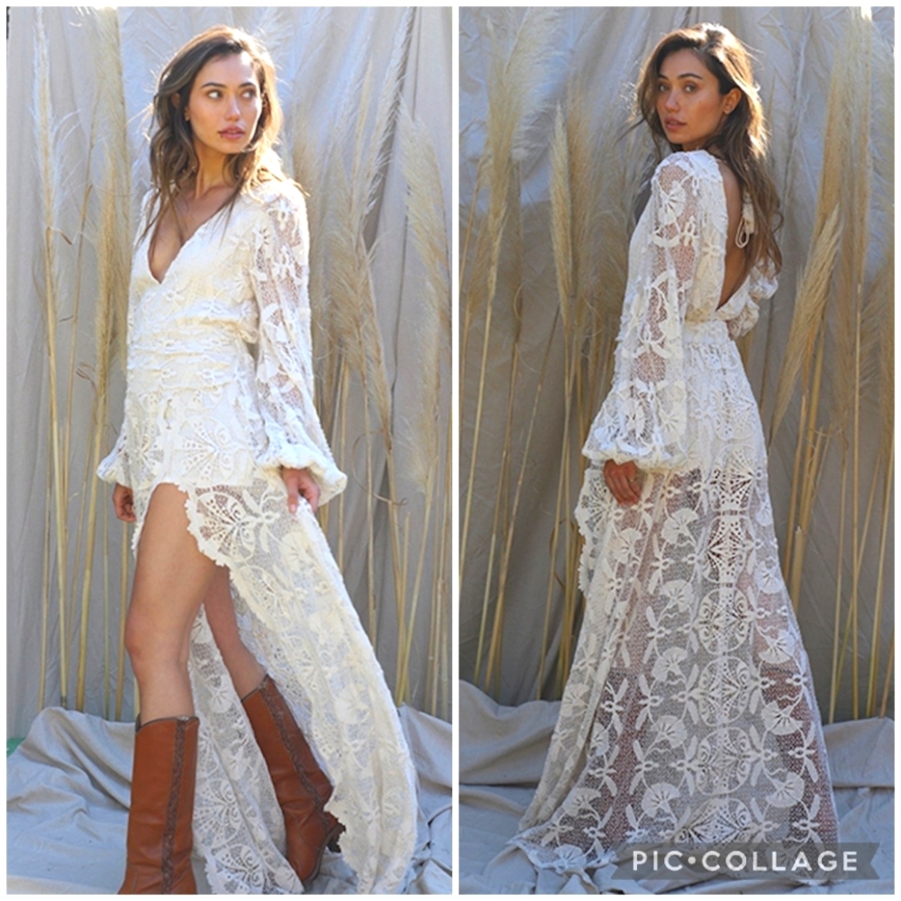 Jen's Pirate Booty High Low Lace Dress in Cream